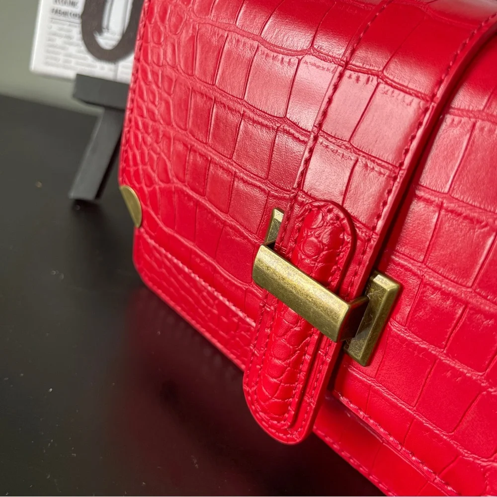 Women’s Classy Croc Embossed Crossbody Shoulder Top Handle Handbag Purse